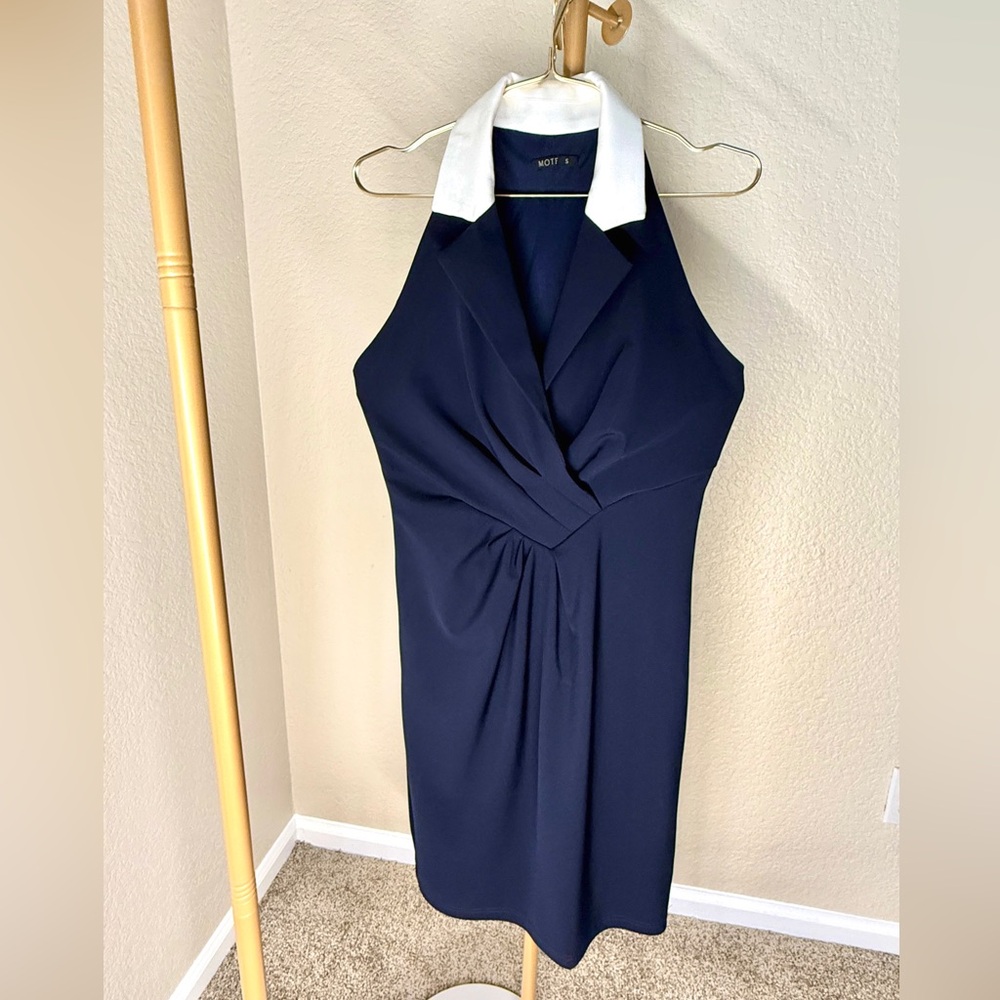MOTF Navy and White Midi Dress